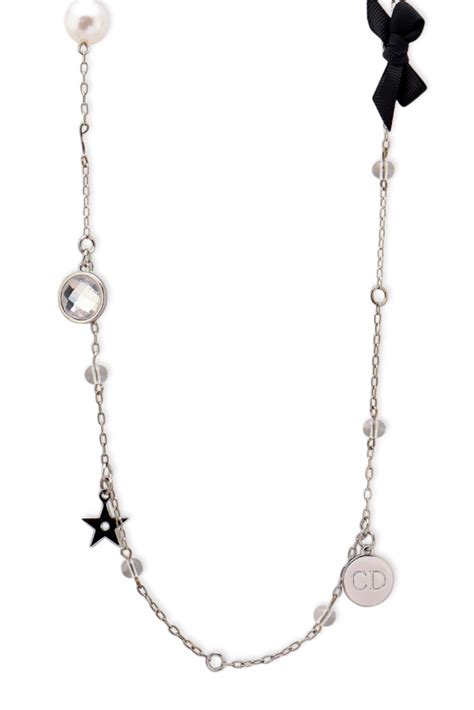 dior necklace with pearl|christian dior charm station necklace.